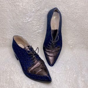 Lenora blue / bronze leather lace up